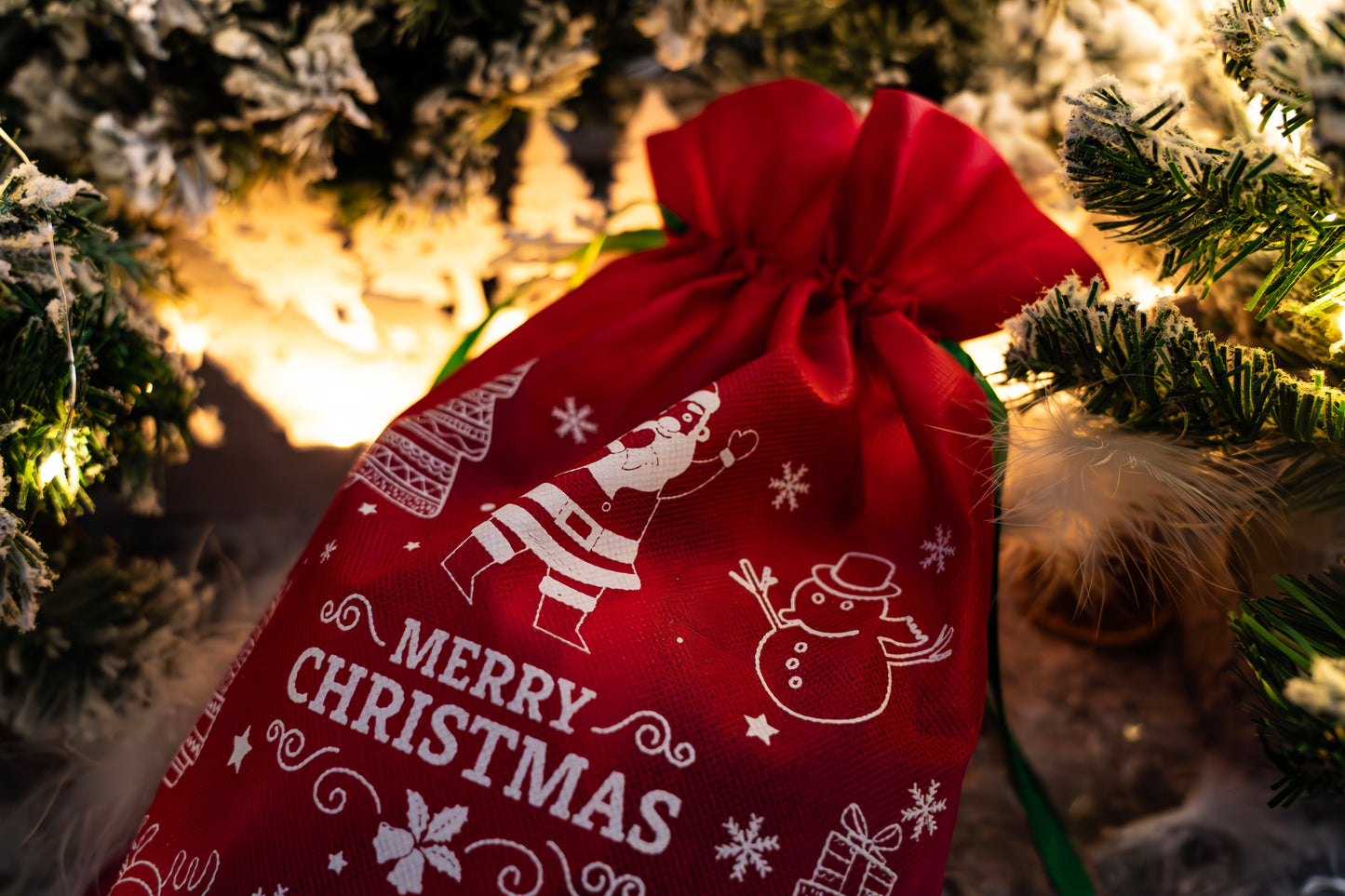 Świąteczny worek na prezent "Merry Christmas" czerwony