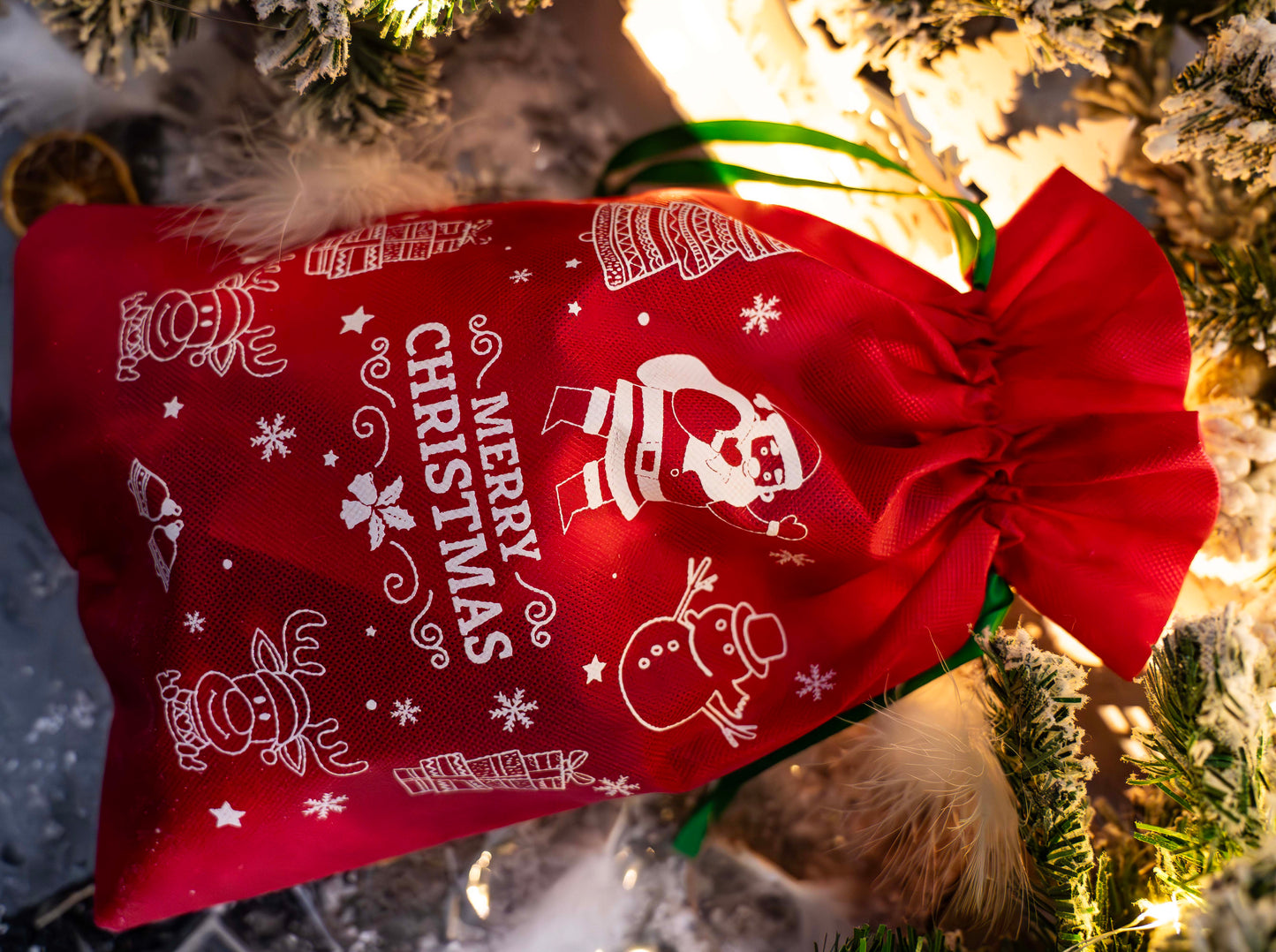 Świąteczny worek na prezent "Merry Christmas" czerwony
