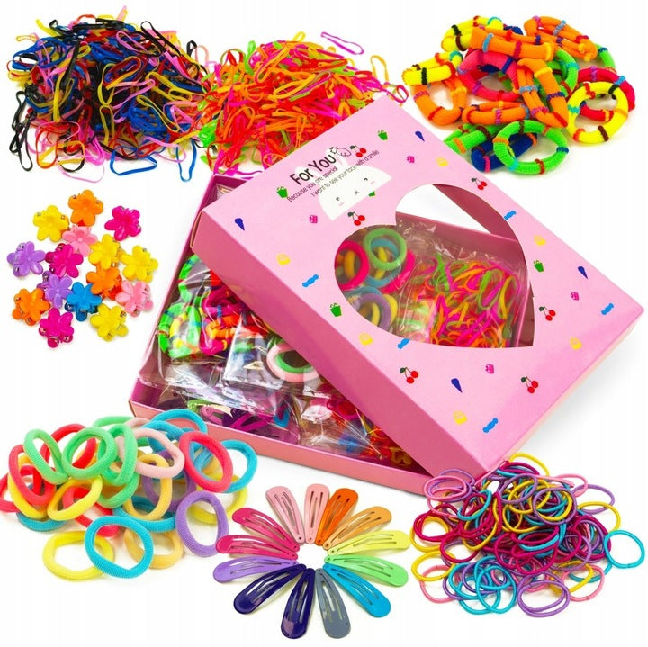 Large Set of Hair Ties for Girls - Hair Ties, Clips, Accessories