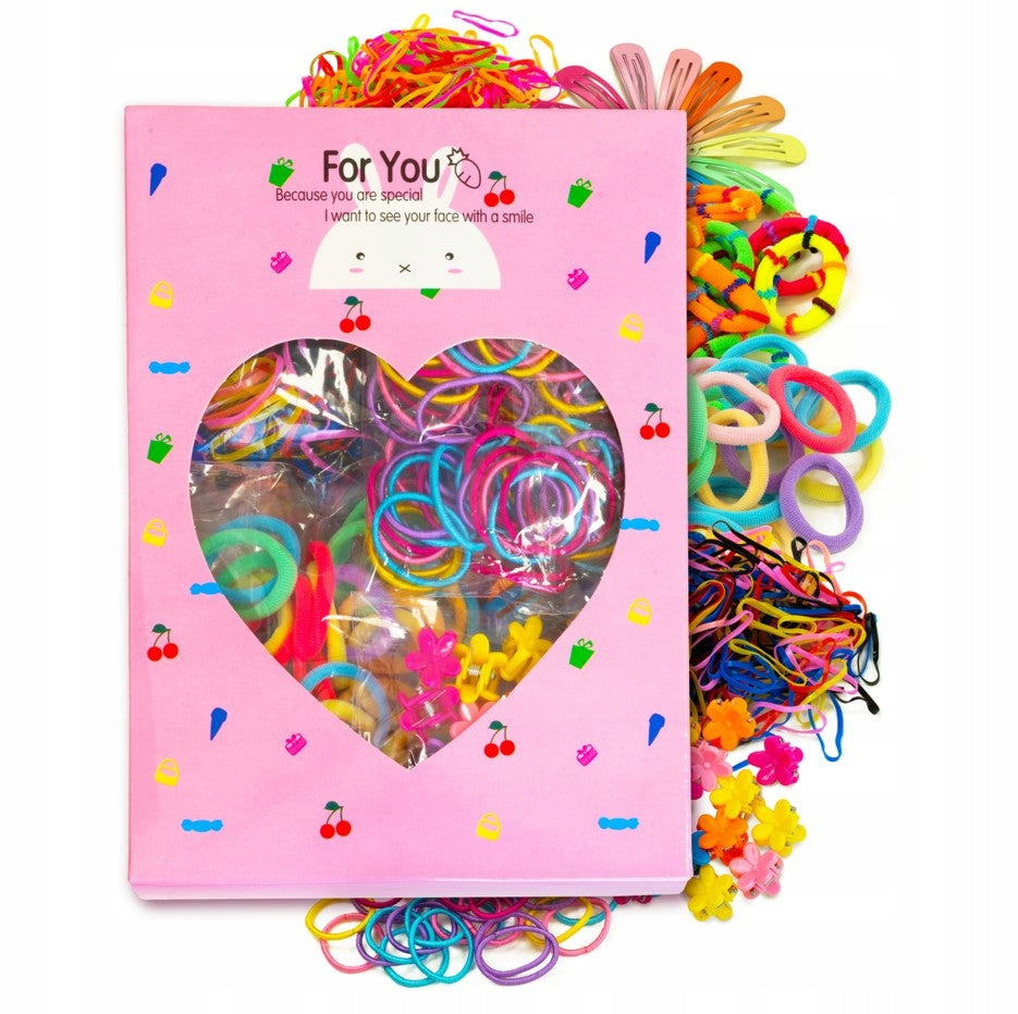 Large Set of Hair Ties for Girls - Hair Ties, Clips, Accessories