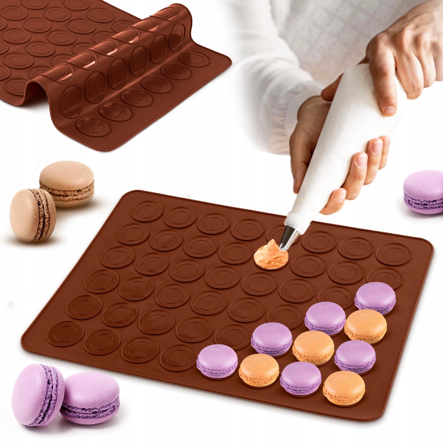 Silicone mat for macarons and cookies - baking tin for 48 pieces