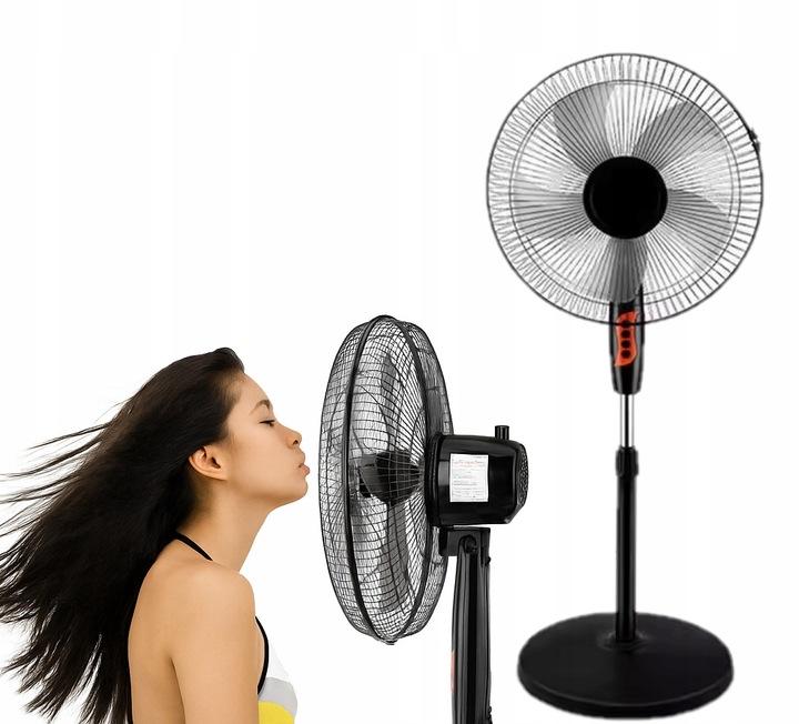 Standventilator 45W schwarz leise mit oszillation und 5 blättern
