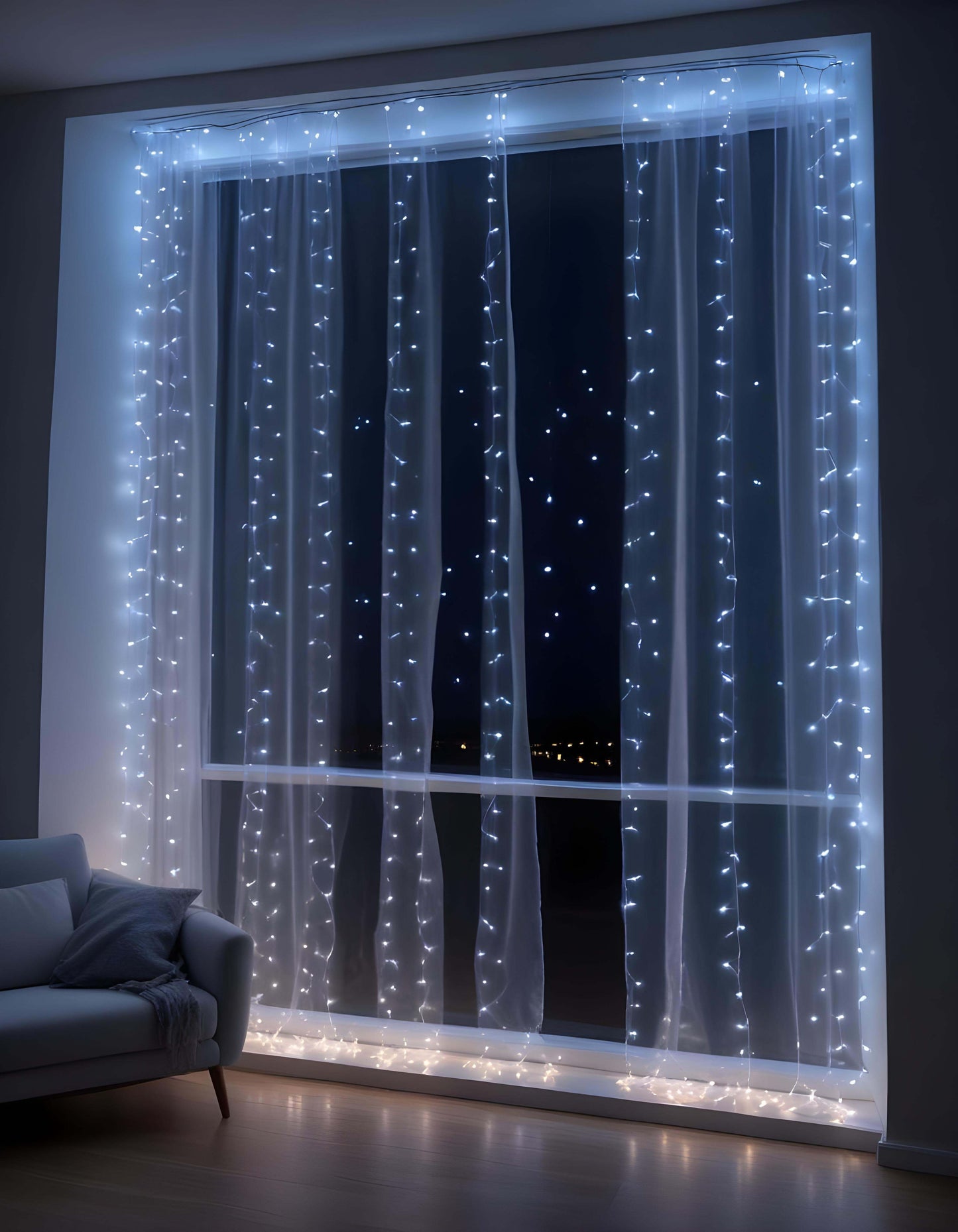 Kurtyna świetlna led zimne światło 3mx3m Lampki x 300 Świąteczne choinkowe girlanda na okno