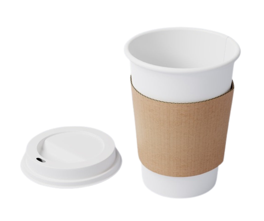 White paper cups 250ml 8oz for coffee, tea, hot and cold drinks