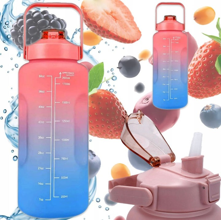 Butelka motywacyjna na wodę, przezroczysty bidon z podziałką czasową i inspirującymi hasłami – b2b allbag