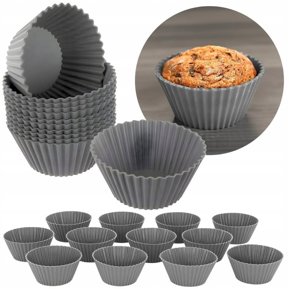 Zestaw silikonowych foremek do muffinek - 12 szt - elastyczne formy do pieczenia