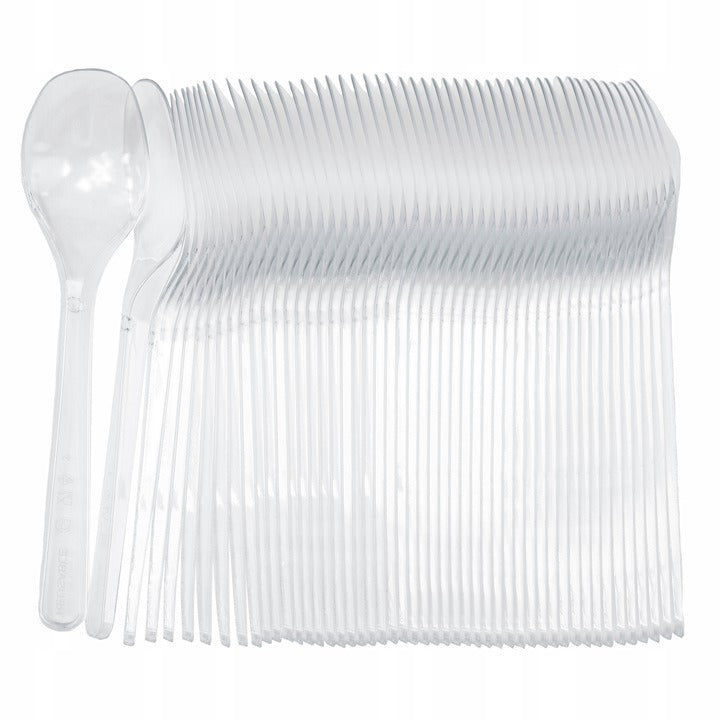 Transparent Reusable Spoons, 50 pieces
