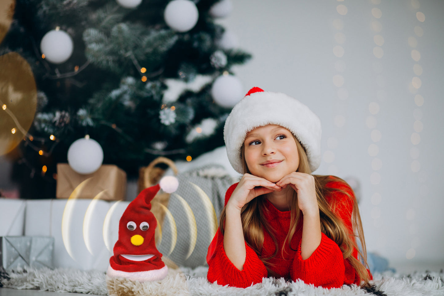 Śpiewająca czapka Świętego Mikołaja z muzyką 20cm