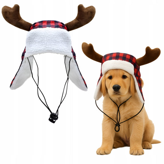 Świąteczna czapka dla psa - RENIFER - GADŻET ŚWIĄTECZNY