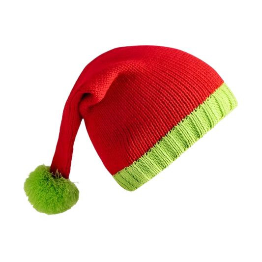 Czapka "BEANIE" świąteczna - styl GRINCH - CZAPKA ZIMOWA Z POMPONEM