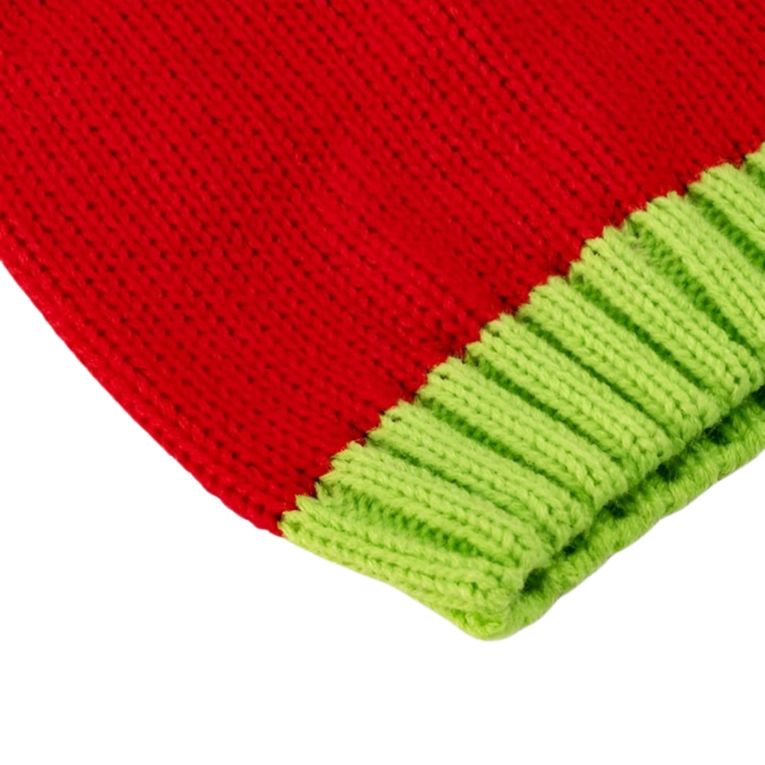 Czapka "BEANIE" świąteczna - styl GRINCH - CZAPKA ZIMOWA Z POMPONEM