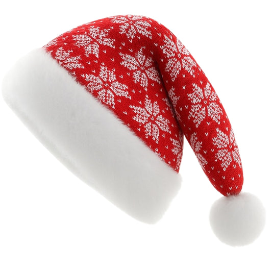 Czapka zimowa z pomponem - BEANIE - - BIAŁO-CZERWONA CIEPŁA ZIMOWA CZAPKA ŚWIĄTECZNA