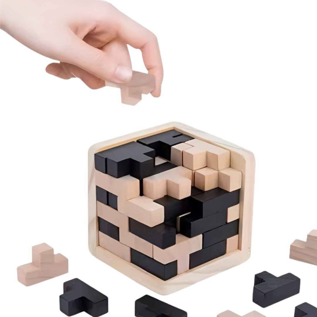 Zabawka logiczna, edukacyjna - drewniana układanka - KOSTKA 3D