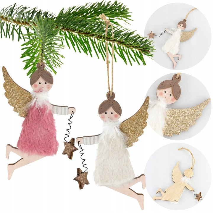Hanging wooden angel figurine