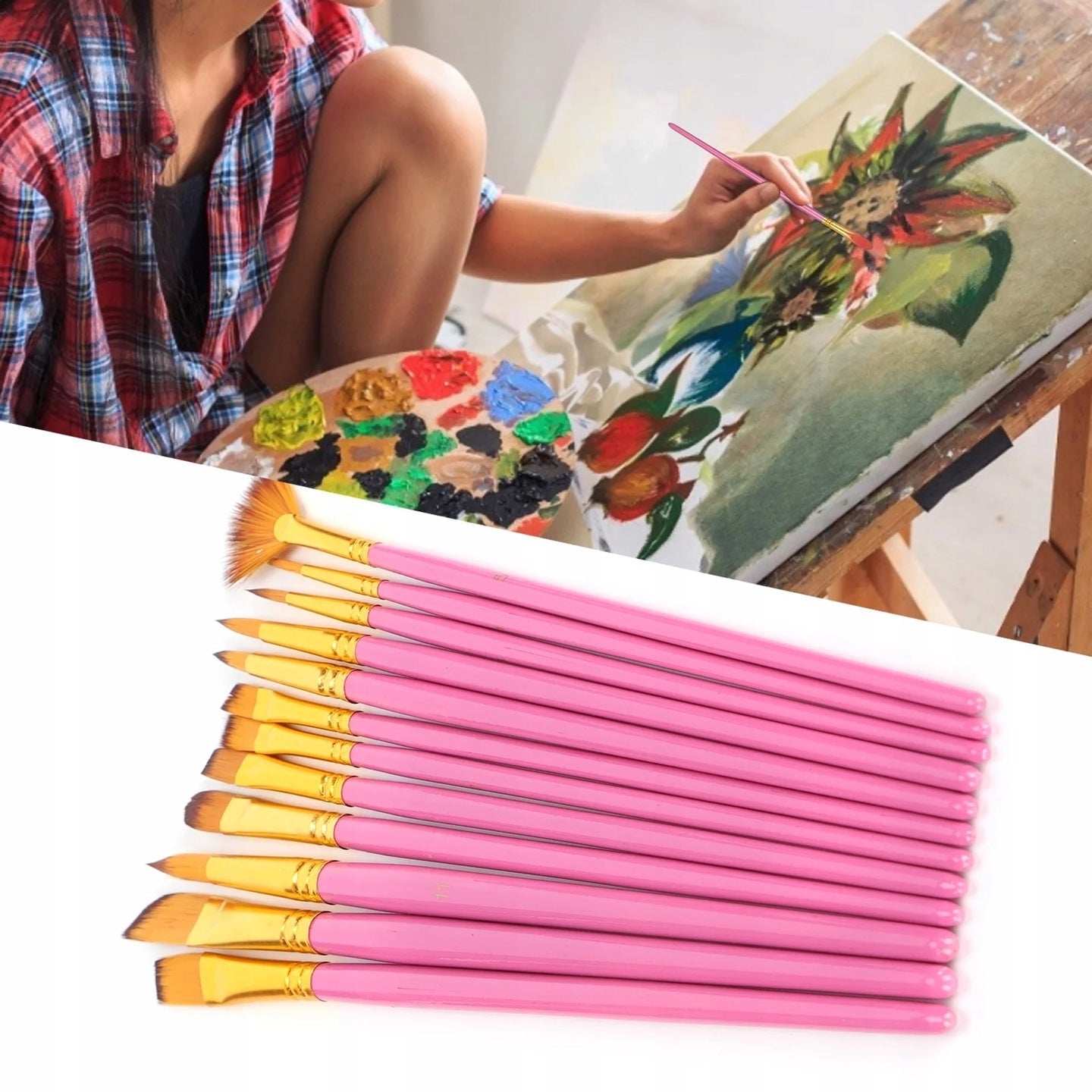 Pędzle malarskie zestaw 12 szt – zestaw DIY z farbami
