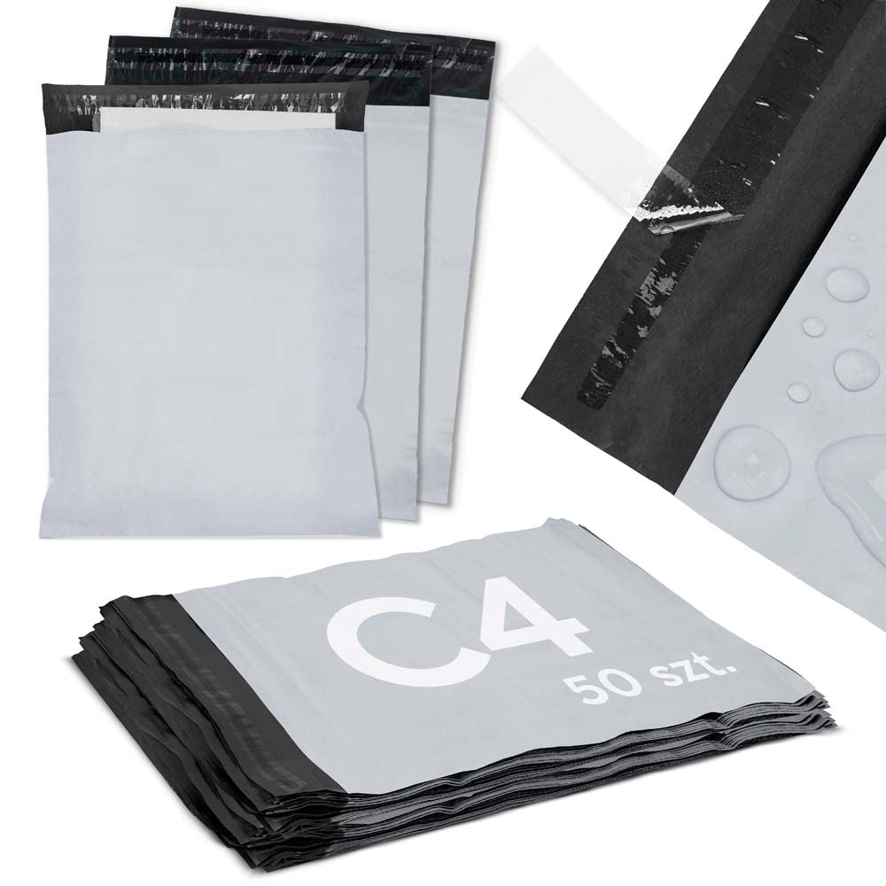 Foliopaki kurierskie C4 240x325 mm, idealne do wysyłki dokumentów i małych produktów