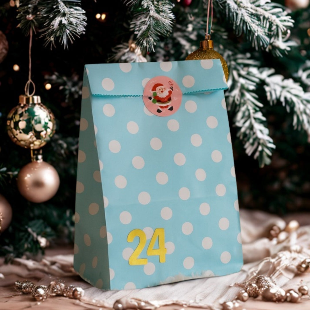 Christmas Advent Calendar, Gift Bags - Blue