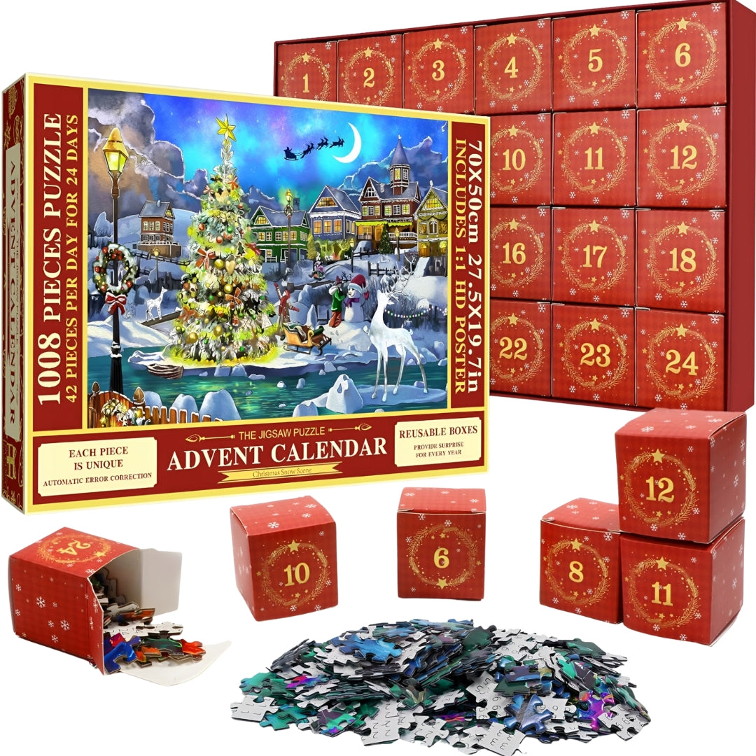 Puzzle świąteczne - obraz świąteczny - 24x MINI UKŁADANKI - PUZZLE 1008 elementów - KALENDARZ ADWENTOWY