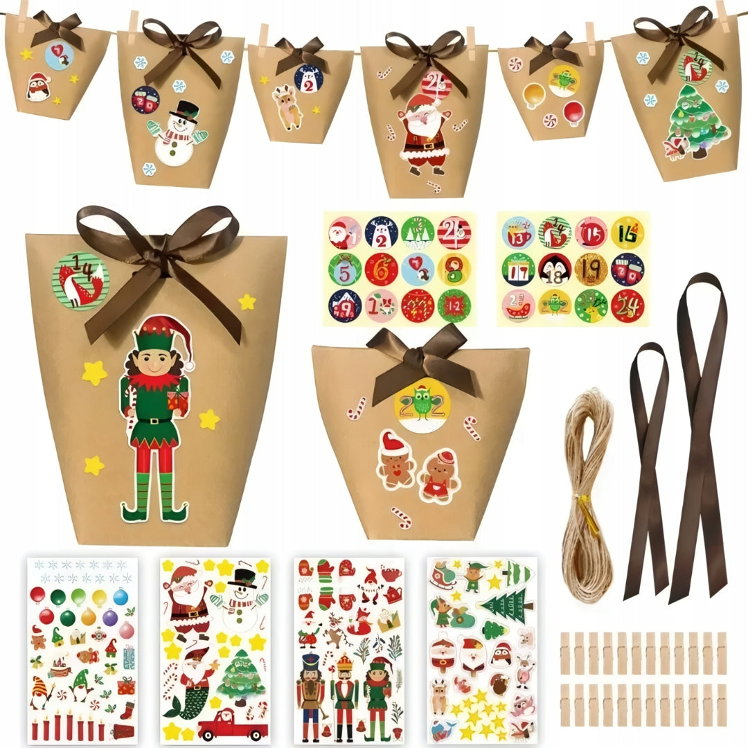 Advent calendar Christmas gift bags 24 pcs