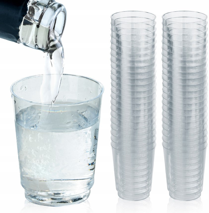 Kieliszki plastikowe 40 ml do wódki, zestaw 50 sztuk, idealne na imprezy i eventy