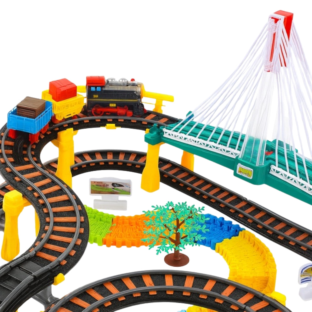 Electric train for children, large set of 215 pieces