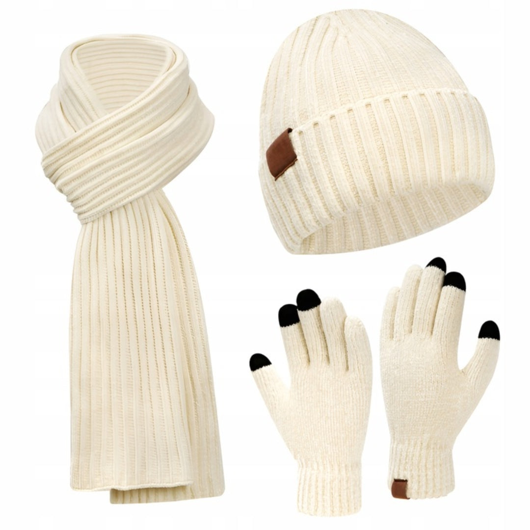 Ciepły zestaw zimowy - czapka, szalik, rękawiczki - DAMSKI KOMPLET ZIMOWY