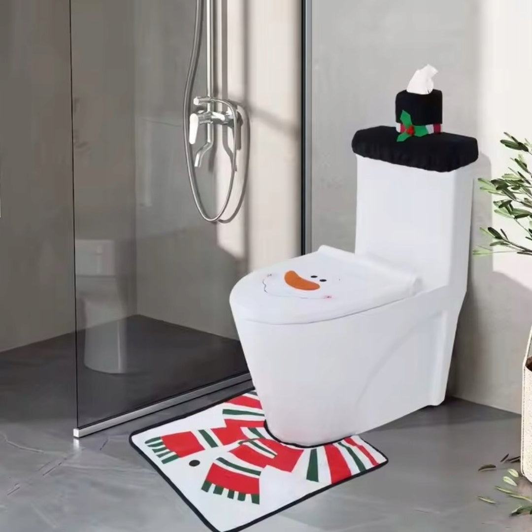 Świąteczny zestaw do łazienki pokrowiec WC bałwanek