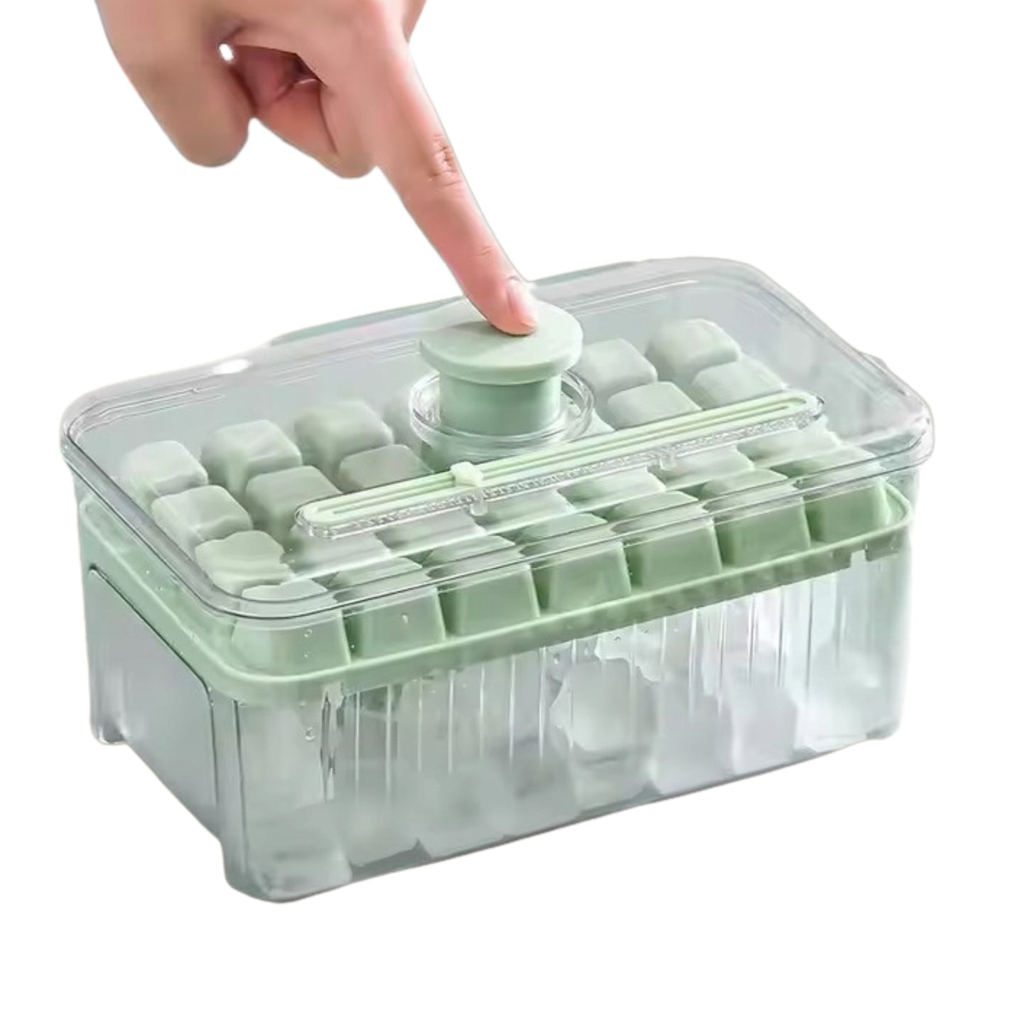 Kostkarka do lodu 2w1 z silikonowym pojemnikiem, przenośna forma do mrożenia kostek – b2b allbag