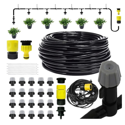 Kurtyna wodna do ogrodu, zestaw do nawadniania roślin 20 m, mikrozraszacze z szybkim montażem – b2b allbag