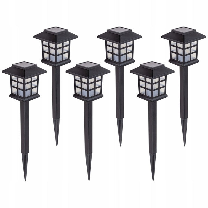 Lampy solarne LED ogrodowe w kształcie domku, zestaw 6 sztuk do dekoracji i oświetlenia ogrodu