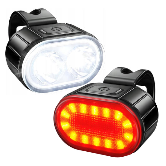 Zestaw lampek rowerowych LED na przód i tył, wodoodporne oświetlenie rowerowe z uchwytem – b2b allbag