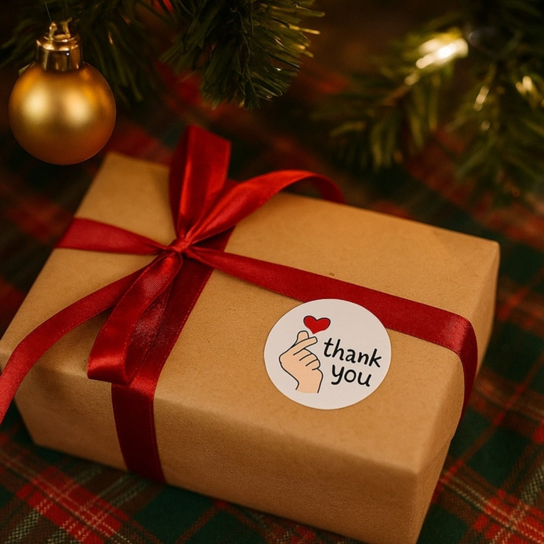 Stickers for gifts, souvenirs, boxes - CHRISTMAS STICKERS - "THANK YOU" - HANDS AND HEARTS