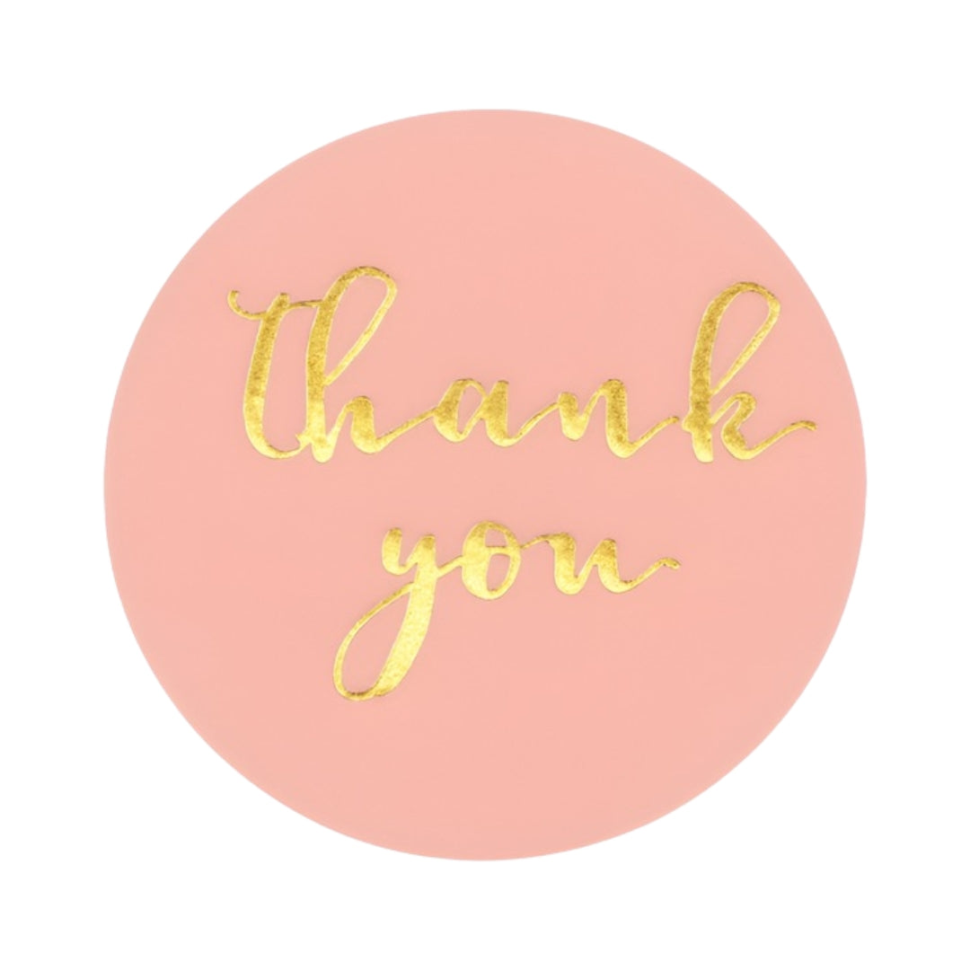 Stickers for gifts, souvenirs, boxes - CHRISTMAS STICKERS - "THANK YOU" - PINK GOLD