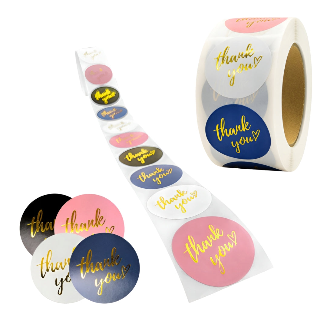 Stickers for gifts, presents, boxes - CHRISTMAS STICKERS - "THANK YOU" - VARIOUS COLORS