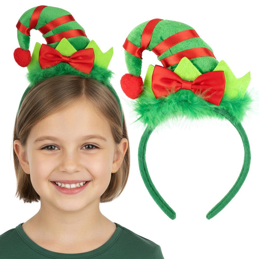 Świąteczna opaska na głowę, ozdoba Świąteczna - OPASKA ELF, POMOCNIK MIKOŁAJA