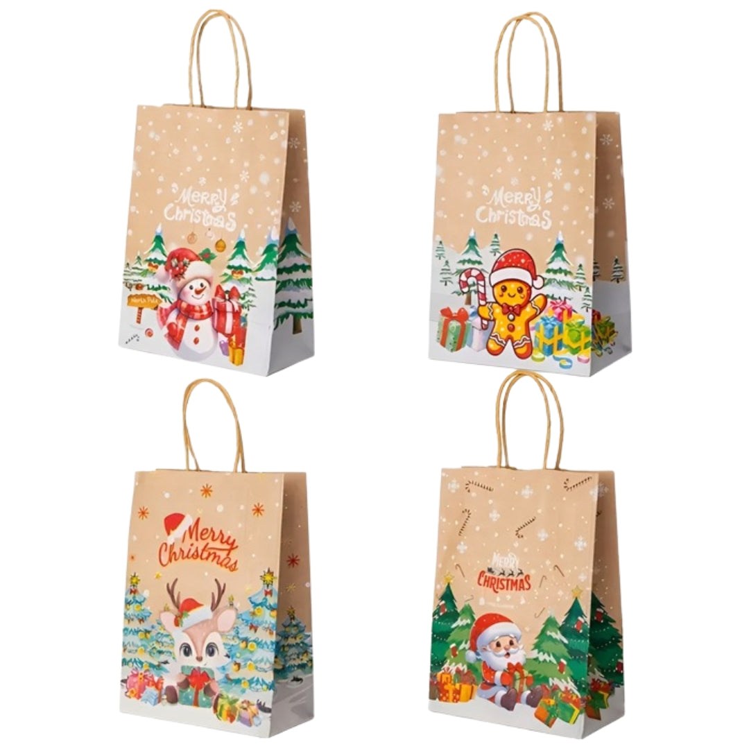 Papierowe torebki świąteczne na prezenty - 210x150x80 - ZESTAW #12 - MAŁY ROZMIAR