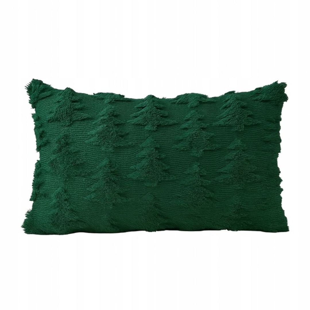 Świąteczna poduszka 50x 30cm - zielona w tłoczone choinki - GADŻET ŚWIĄTECZNY