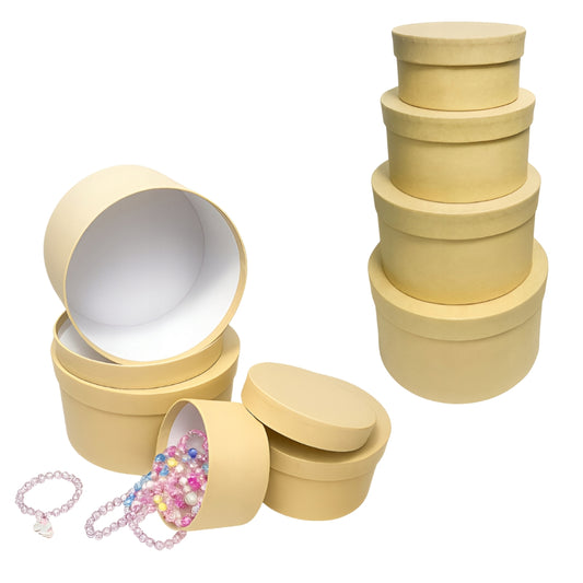 Okrągłe, kraftowe pudełka na prezenty, upominki - ZESTAW 4 SZTUKI