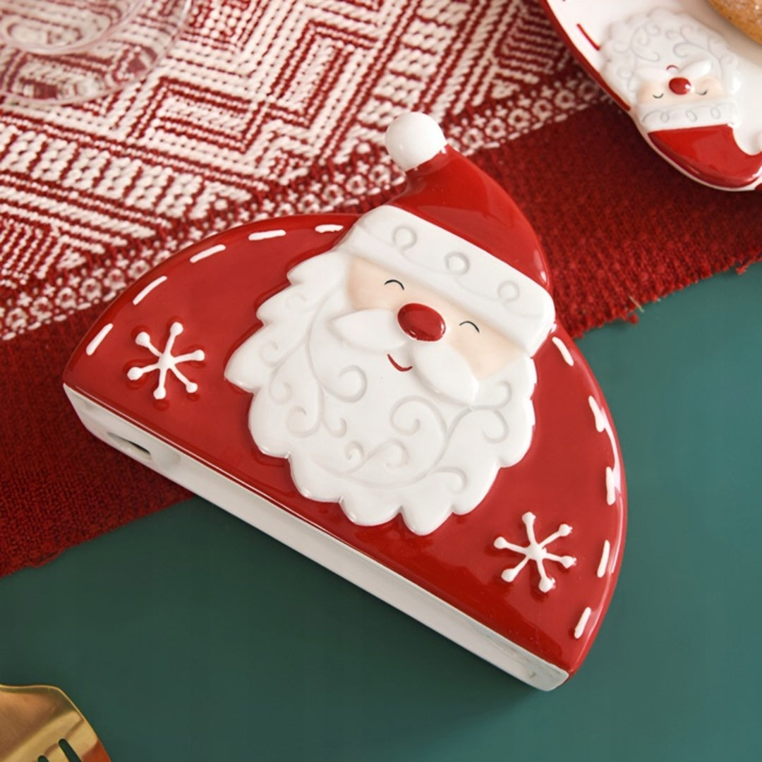 Świąteczny serwetnik ceramiczny, pojemnik na serwetki, chusteczki
