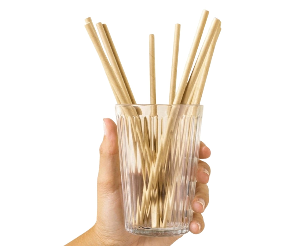 Set of eco-friendly brown paper straws
