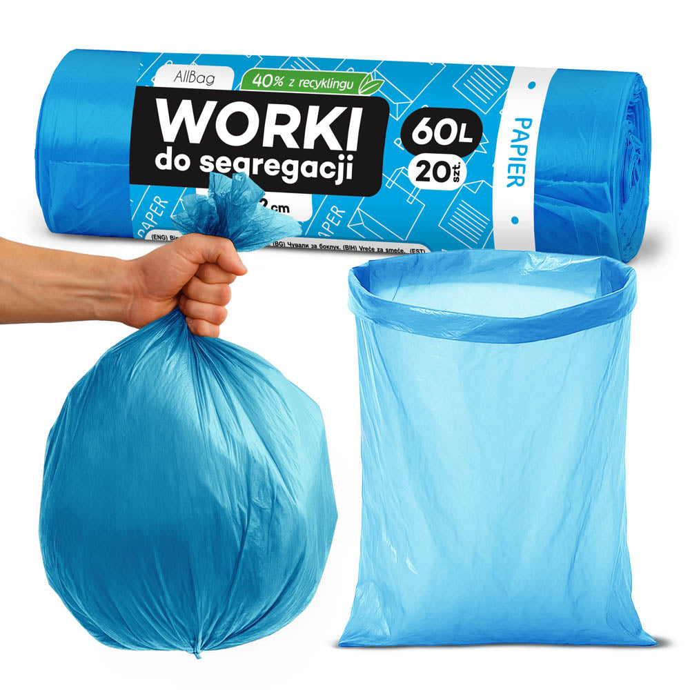 Worki na śmieci 60L niebieskie ALLBAG