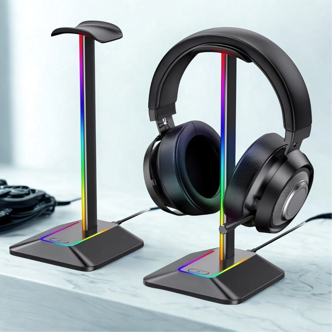 Gamingowy stojak uchwyt na słuchawki z podświetleniem RGB na biurko