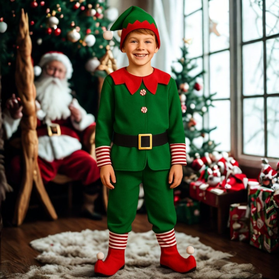 Boy's costume - ELF, GNOK, SANTA'S HELPER, 140cm - 5 pieces