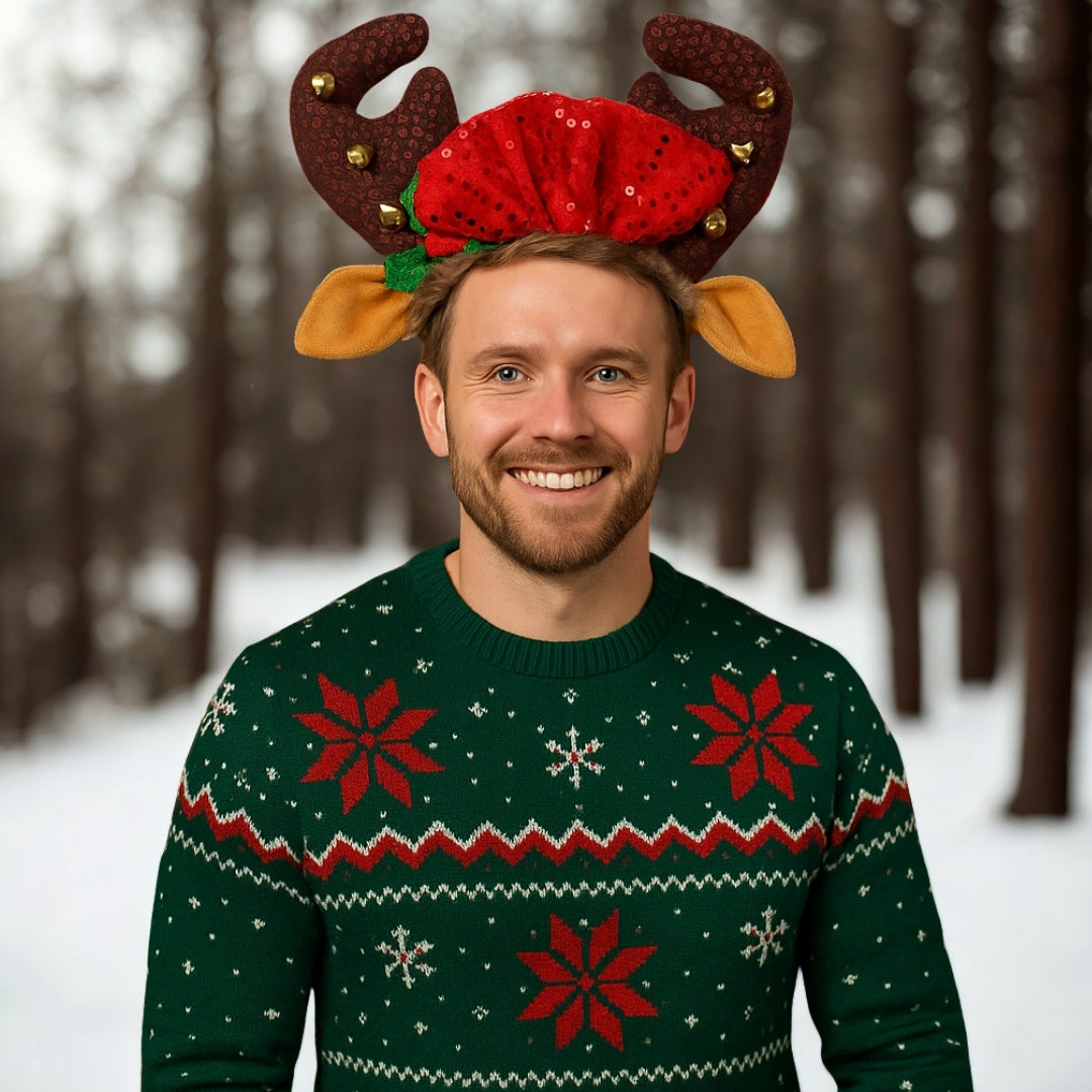 Christmas headband, Christmas decoration - REINDEER ANTLERS HEADBAND, SANTA'S HELPER