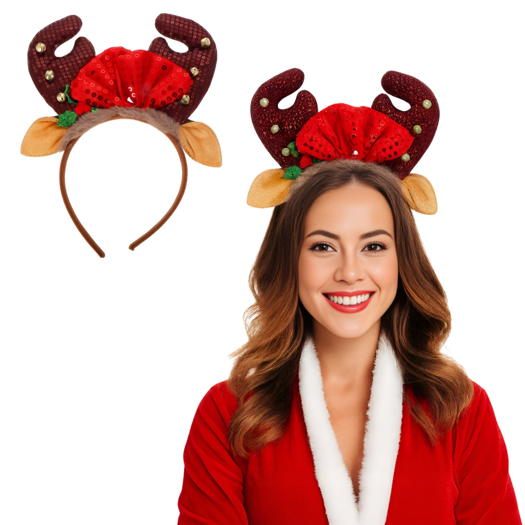 Christmas headband, Christmas decoration - REINDEER ANTLERS HEADBAND, SANTA'S HELPER
