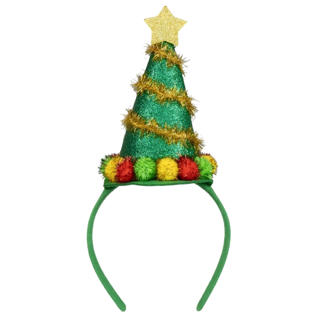 Christmas headband, Christmas decoration - CHRISTMAS TREE HEADBAND WITH STAR