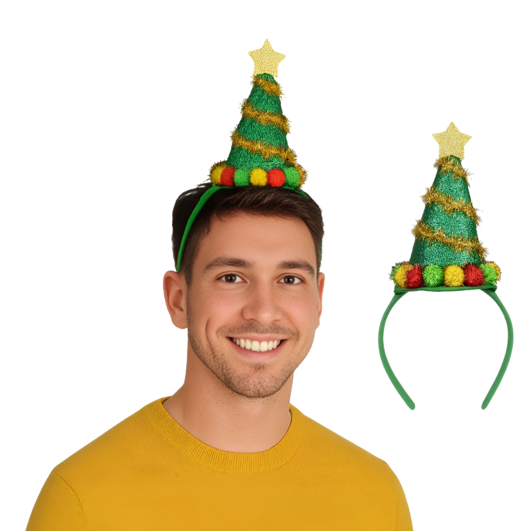 Christmas headband, Christmas decoration - CHRISTMAS TREE HEADBAND WITH STAR
