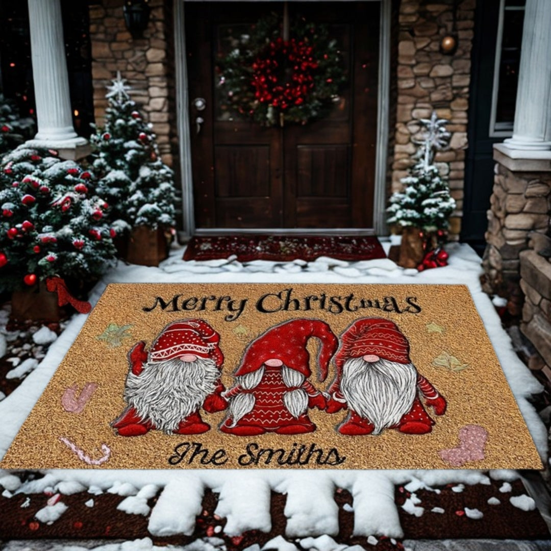 Christmas doormat, shoe runner - gnomes