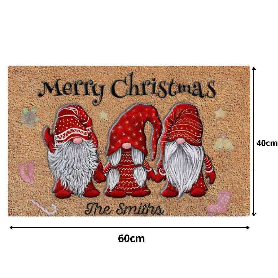 Christmas doormat, shoe runner - gnomes