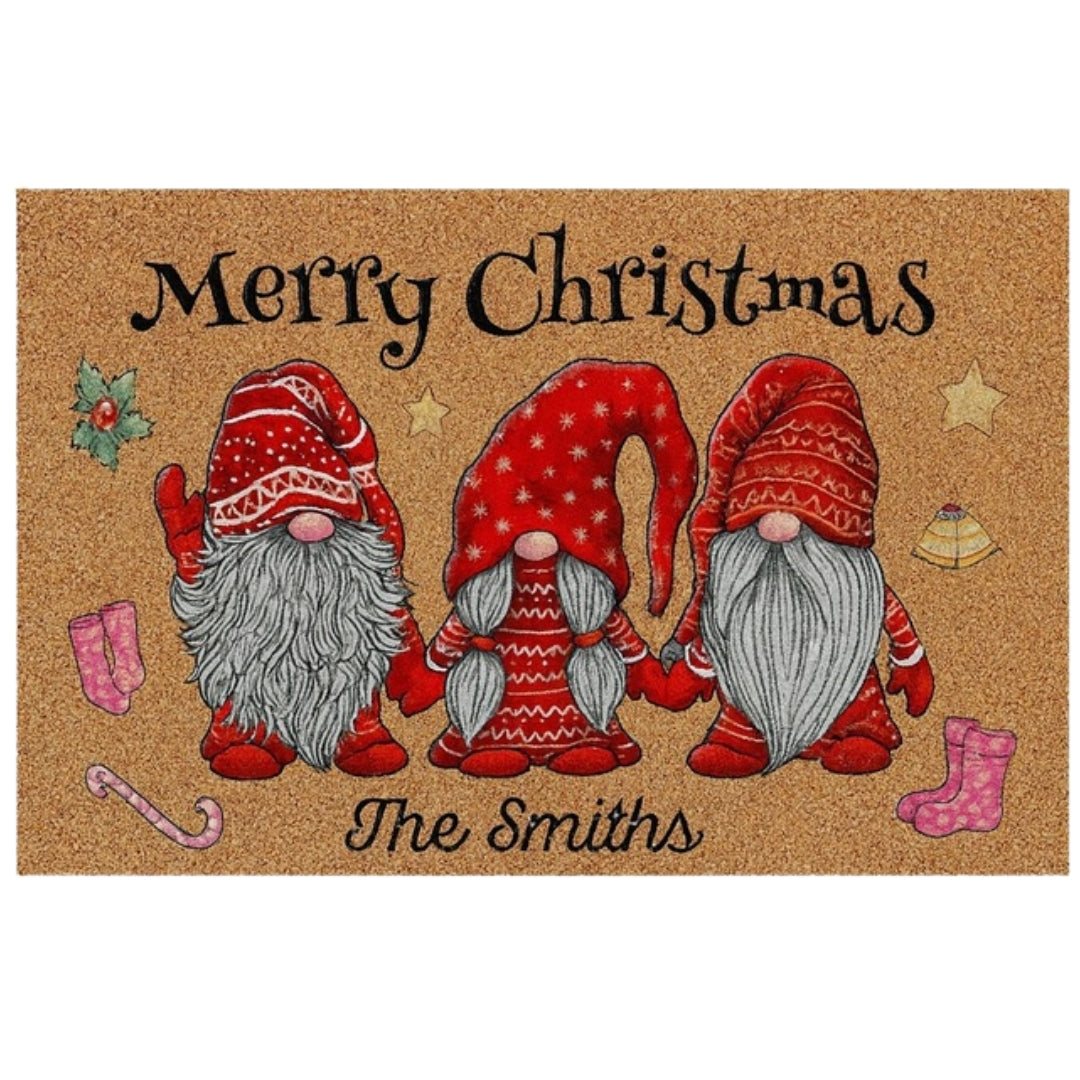 Christmas doormat, shoe runner - gnomes
